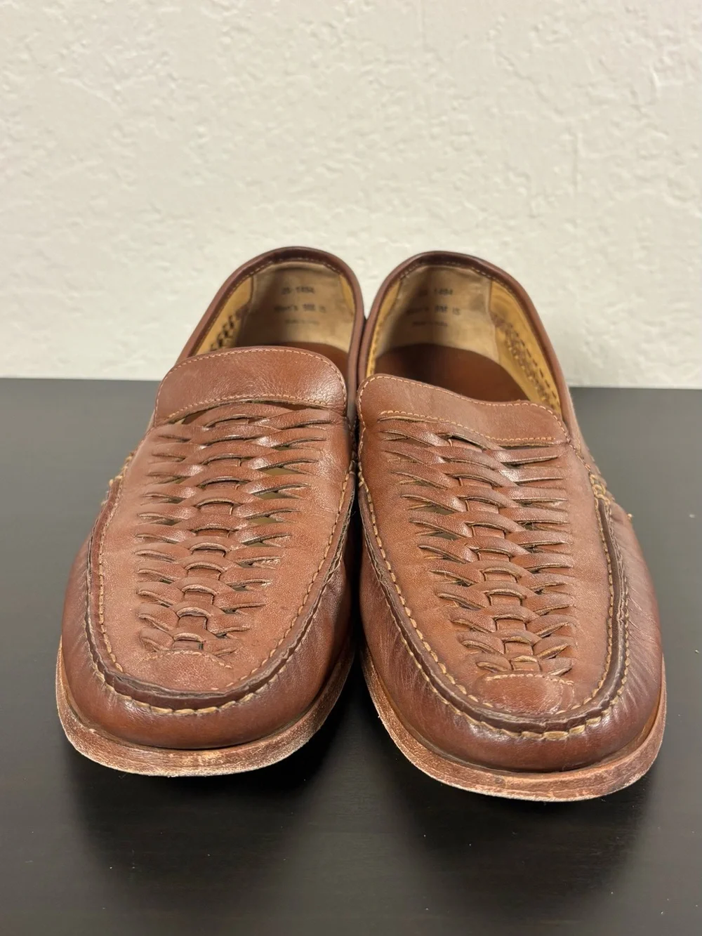 Johnston & Murphy Men's Woven Sheepskin Leather Slip-On Loafers Tan Brown